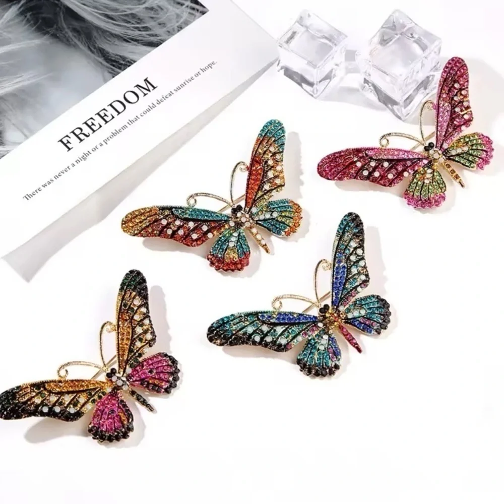 Monarch Blue Ombre Gold Butterfly Brooch